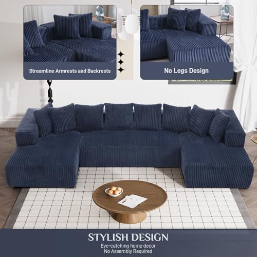 Modular Sectional Sofa with Chaise Lounge, Corduroy Memory Foam, Black Z82307
