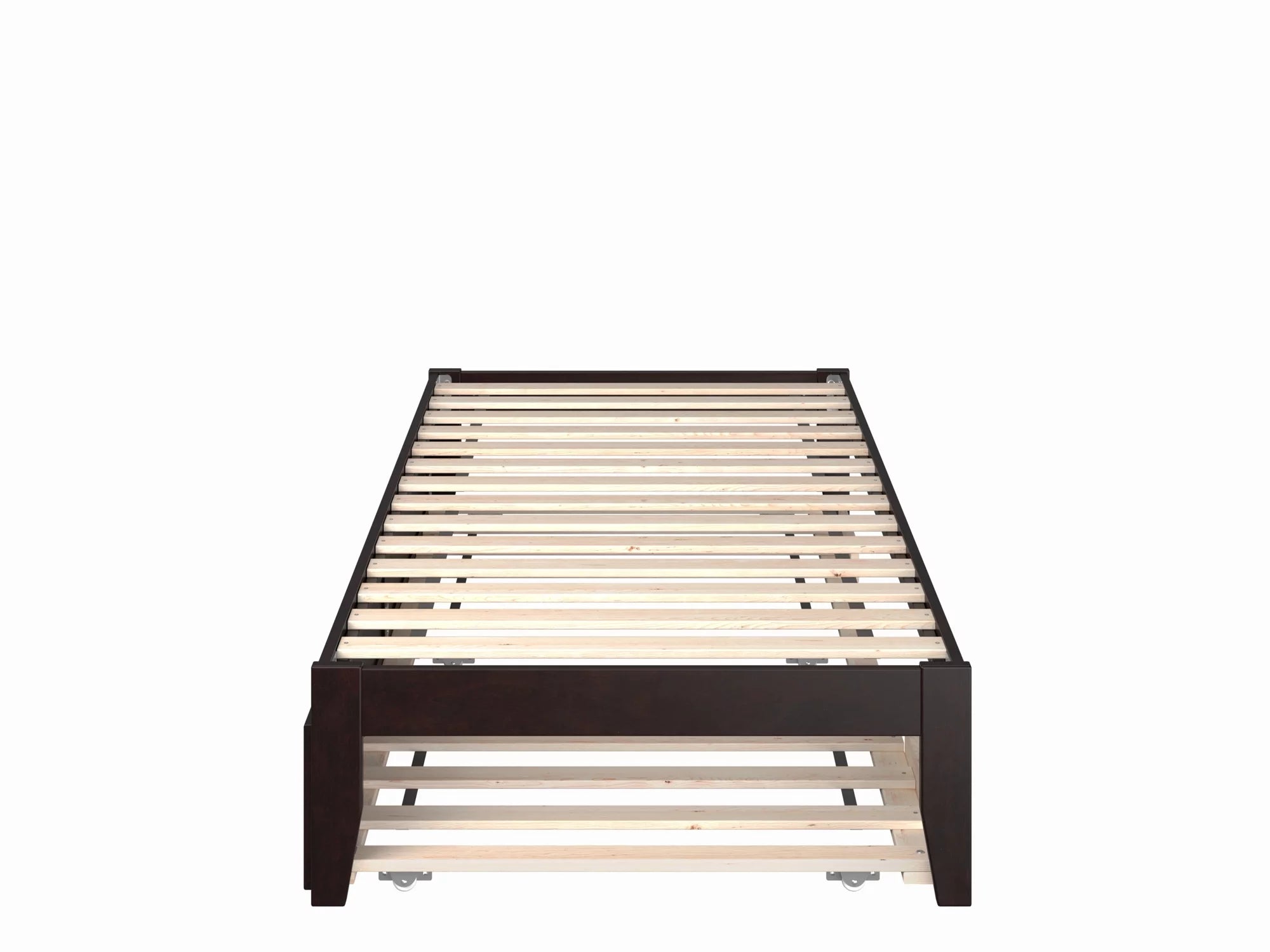 Wood Platform Bed Frame with Trundle, Espresso N978949