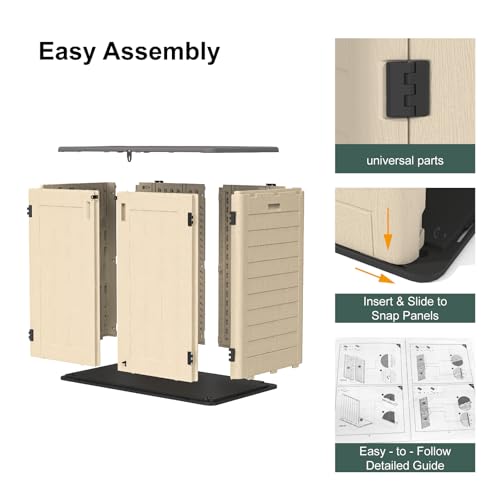 60 Cu.Ft Vertical Outdoor Storage Shed, All-Weather Resin Cabinet with Lockable Floor I975