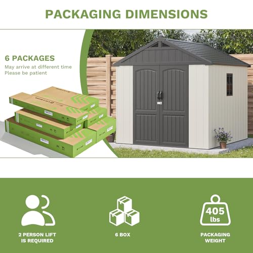 Outdoor Plastic Storage Shed with Floor, Window and Lockable Door A4787