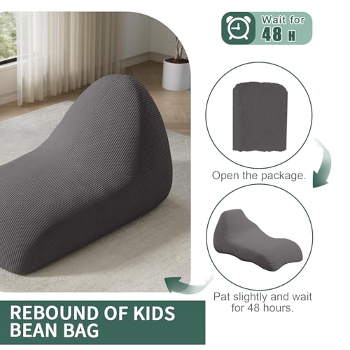 Unicorn Bean Bag Chair for Kids with Filler, Corduroy Floor Lounger, Pink W9694