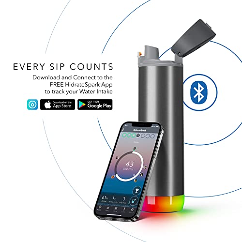 Smart Water Bottle with Bluetooth Tracking, 21oz, Black H337441