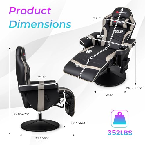 Massage Gaming Chair with Adjustable Backrest and Footrest G669073