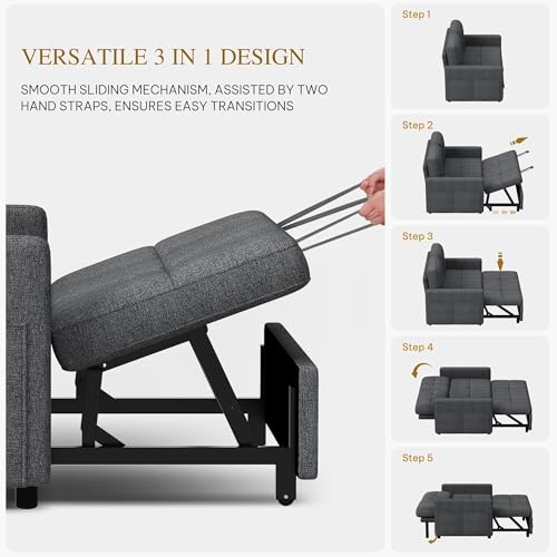 Convertible Sofa Bed 3-in-1 Sleeper with Adjustable Backrest I87565