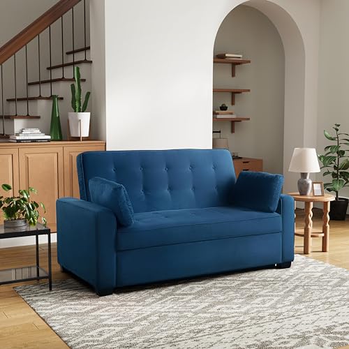 Convertible Sleeper Sofa, Queen Size, Navy Q5867