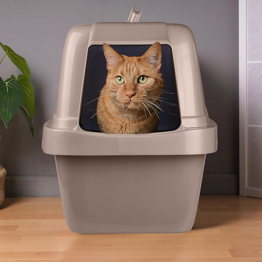 Enclosed Sifting Cat Pan with Odor Control Door, Large, Beige A134447