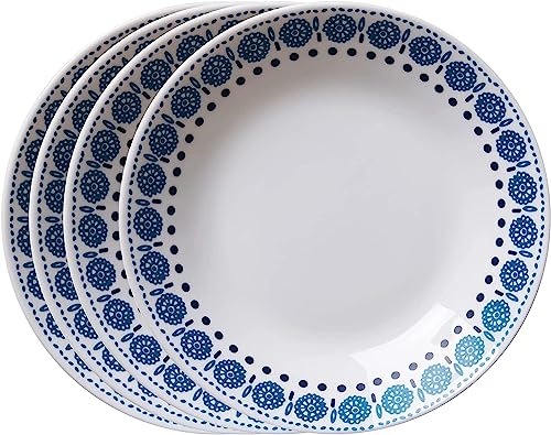 Pasta Bowl Plate Set 4-Piece, 8.5" Higher Rimmed Glass Dinnerware E13529