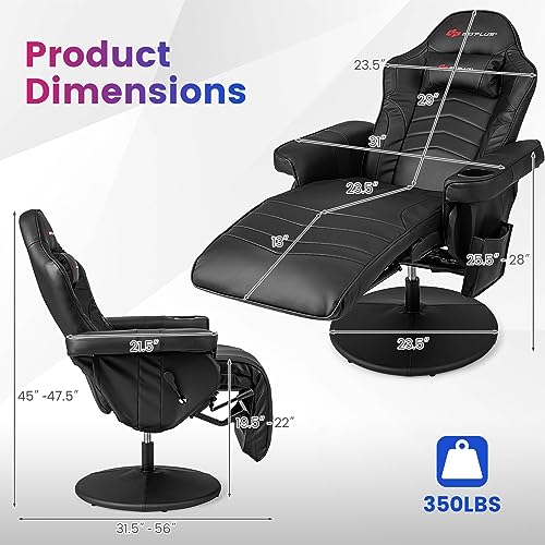 Massage Gaming Chair with Adjustable Backrest and Footrest G669073