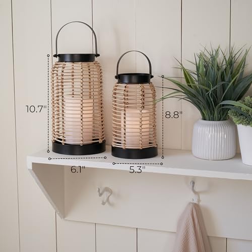 Natural Rattan Boho Lanterns Handcrafted Home Decor for Indoor Outdoor Living Room Patio O5290
