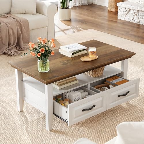 Lift Top Coffee Table with Open and Hidden Storage, Modern Fluted Design S200567