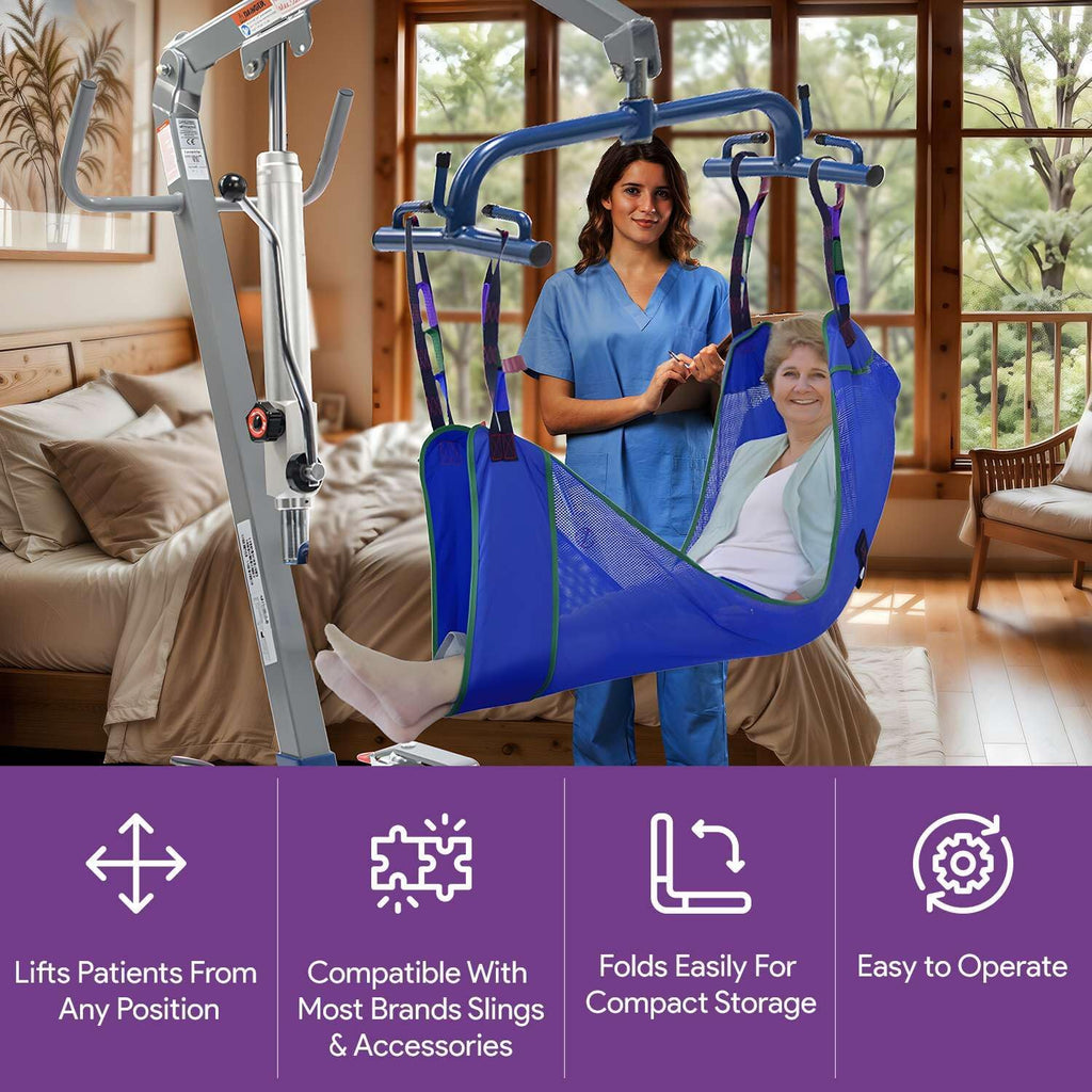 Hydraulic Patient Lift for Home Use, 400 lb Capacity, Manual Full Body Lifter Q4810