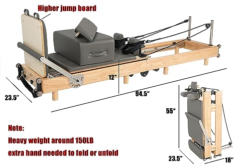 Foldable Wood Pilates Reformer Machine for Home Workout Y353794