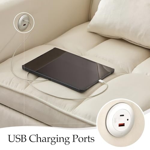 Convertible Sleeper Sofa Couch Bed with USB Port, Adjustable Backrest, Light Grey G549