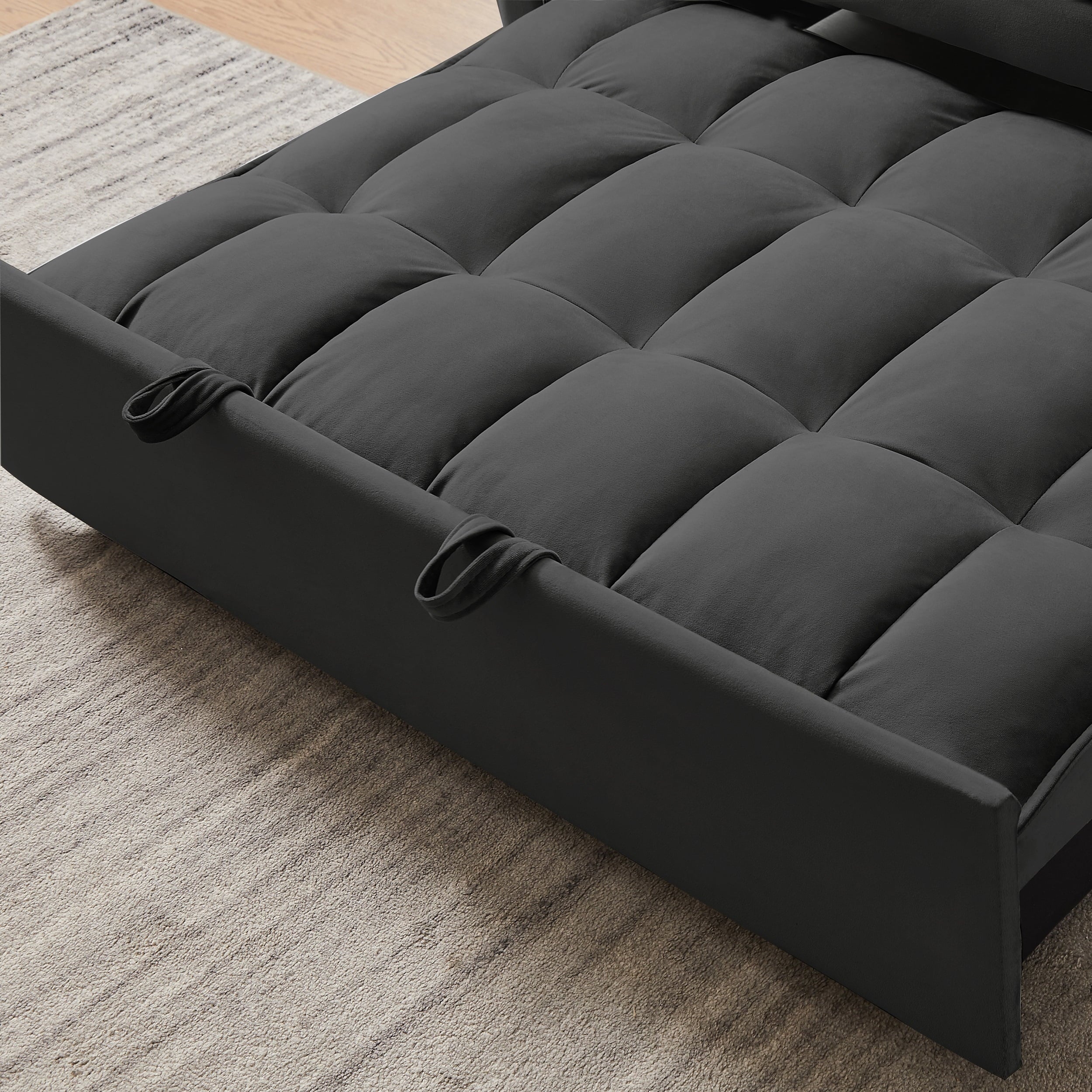 Modern Velvet Pull Out Convertible Sofa Bed with Reclining Backrest X291364