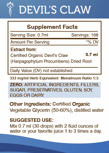 Devil's Claw Tincture Alcohol-Free Extract, Organic, 2x4 oz E8386