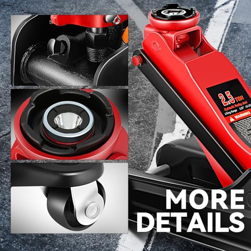4 Ton Low Profile Floor Jack, Heavy Duty Steel Hydraulic with Dual Pistons Quick Lift Pump P3195