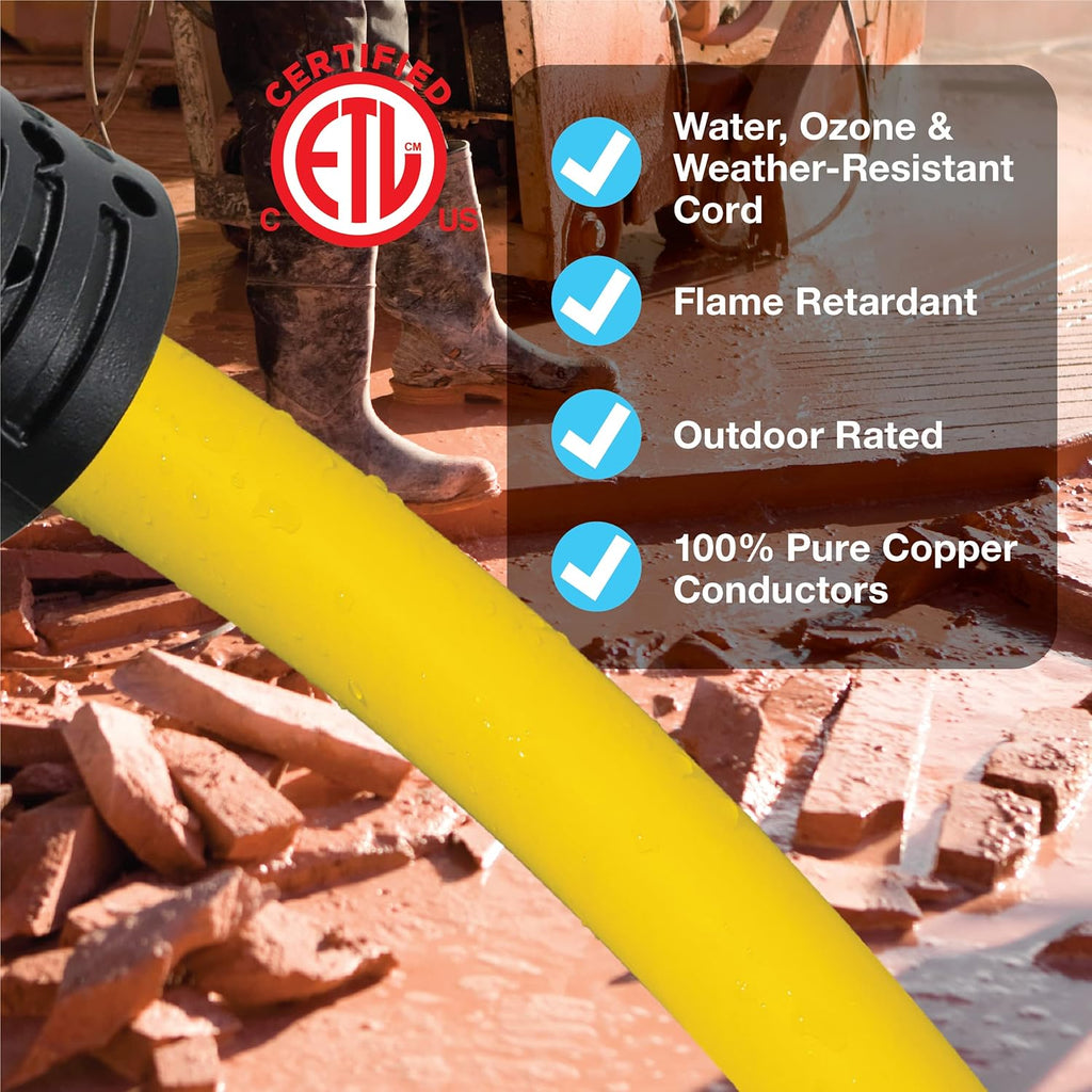 Heavy Duty Outdoor Extension Cord 50 ft, Weather Resistant, 3 Prong Grounded Plug I50867