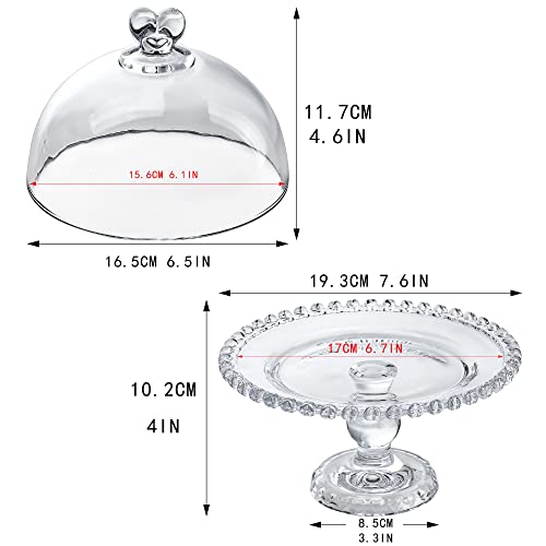 Crystal Cake Plate with Dome, Glass Serving Platter with Lid D2542