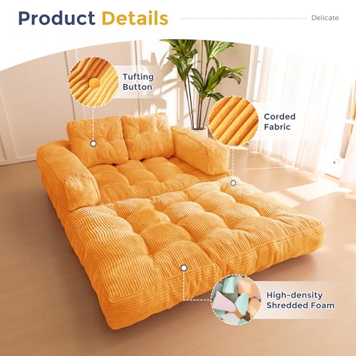 Folding Sofa Bed, L-Shaped Convertible Sleeper Couch with Armrest and Pillow, Dark Grey M375676