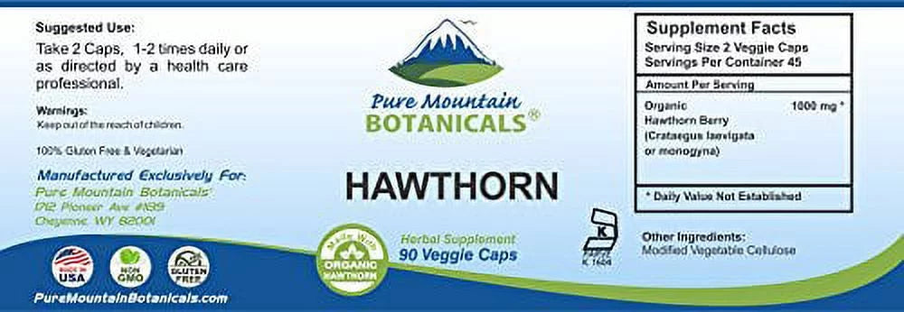 Hawthorn Berry Capsules 1000mg, 90 Vegan Caps V873346