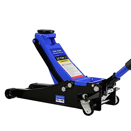Heavy Duty Hydraulic Floor Jack, Low Profile Steel Racing Jack, 2 Ton Capacity, Blue H1350