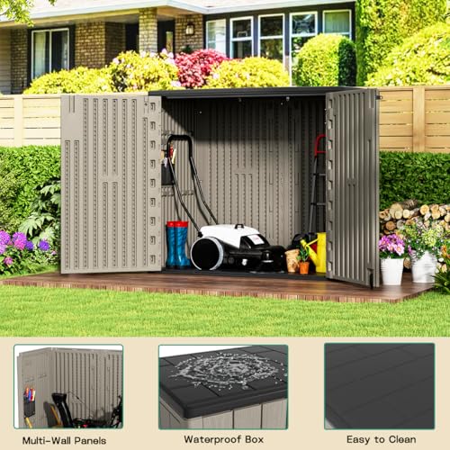 Outdoor Vertical Storage Shed, 57 Cu.ft, Waterproof, Lockable, Brown G868262