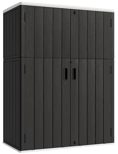 Outdoor Vertical Storage Shed, 57 Cu.ft, Waterproof, Lockable, Brown G868262