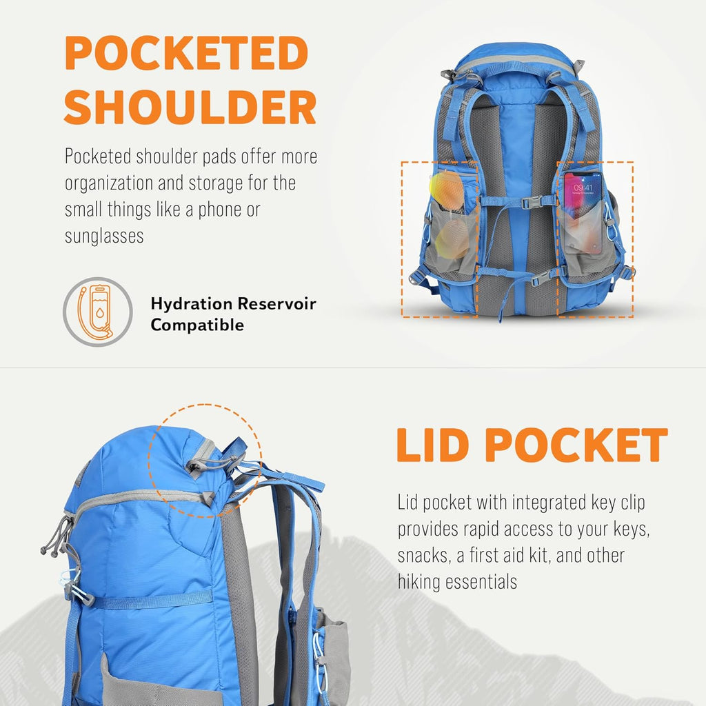 Hiking Backpack Daypack Travel Bag, Pacific, L/XL X26134