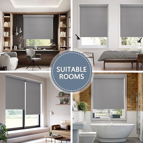 Cordless Blackout Roller Shades for Windows with Valance, Thermal Insulated, UV Protection A771