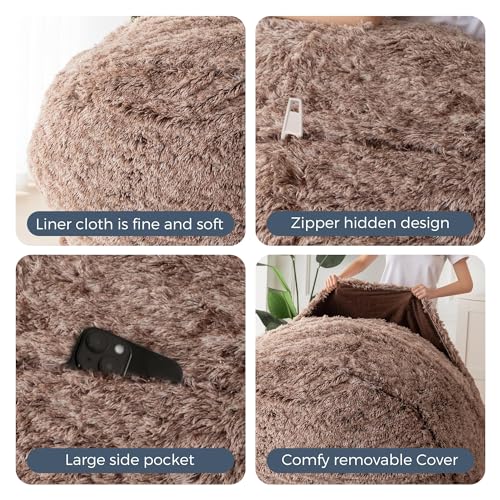 Giant Bean Bag Chair Bed for Adults, Convertible Floor Sofa Mattress R473823