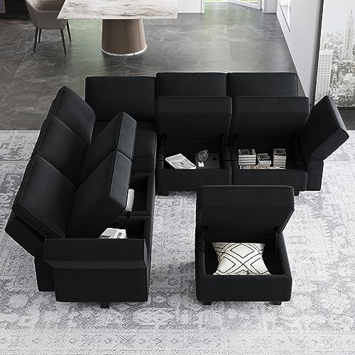 Modular Velvet Sectional Sofa with Chaise Lounge and Storage X4138
