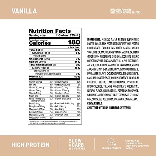 Protein Shake, Chocolate, 20g Protein, Meal Replacement, 12 Count B226310