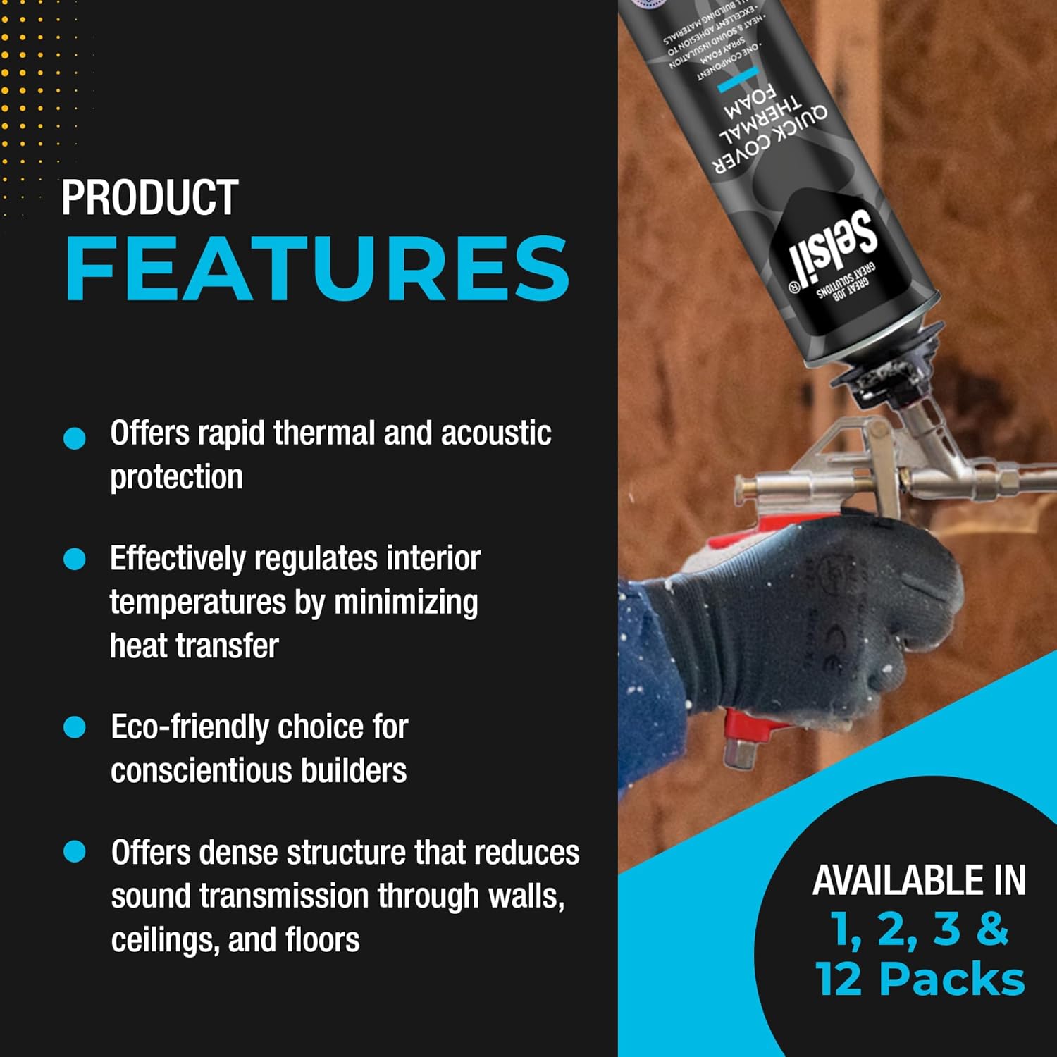 Spray Foam Insulation (12 Pack) - Thermal & Sound Insulation for Walls, Roof, Hard-to-Reach Areas Q157778