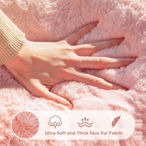 Floral Shaped Bean Bag Sofa for Adults, Faux Fur Floor Chair, Beige U8616