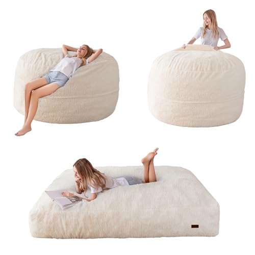 Giant Bean Bag Chair Bed for Adults, Convertible Floor Sofa Mattress R473823