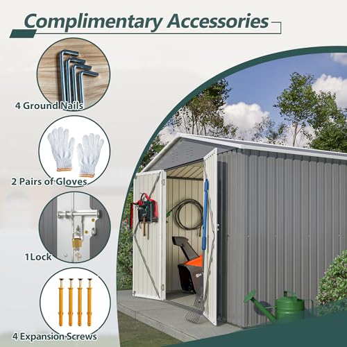 Outdoor Storage Shed, Heavy-Duty All-Weather Tool Shed with Lockable Doors C3585