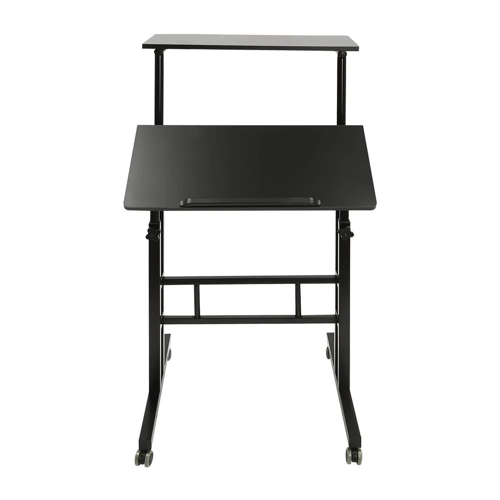 24" Mobile Stand Up Desk Adjustable Height with Wheels for Home Office A350689