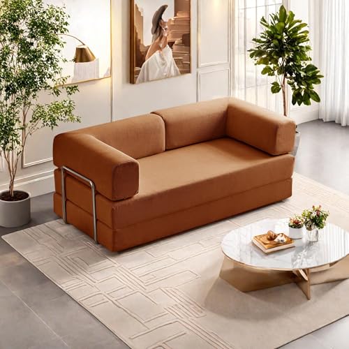 Foldable Floor Sofa Bed with Pillow Back and Armrest, Dark Gray S29408