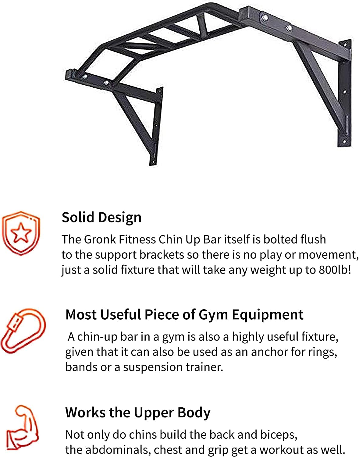 Wall Mounted Pull Up Bar with Multi Grip C3734
