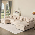 U Shaped Modular Sectional Sofa with Ottoman, Chenille, Black Z16537