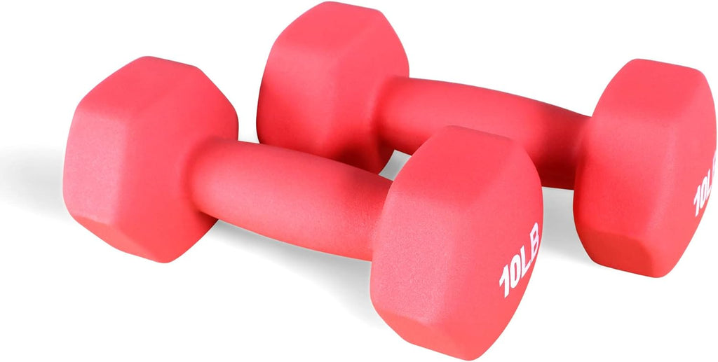 Neoprene Dumbbell Hand Weights, Anti-Slip, Hex Shape, 10-Pound Pair D120