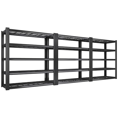 Heavy Duty Metal Shelving 5 Tier Adjustable Storage Shelves, 72" H x 35.5" W x 16" D, Black D96275