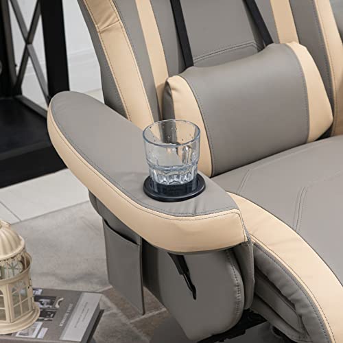 Manual Recliner Armchair PU Leather with Adjustable Leg Rest A176594