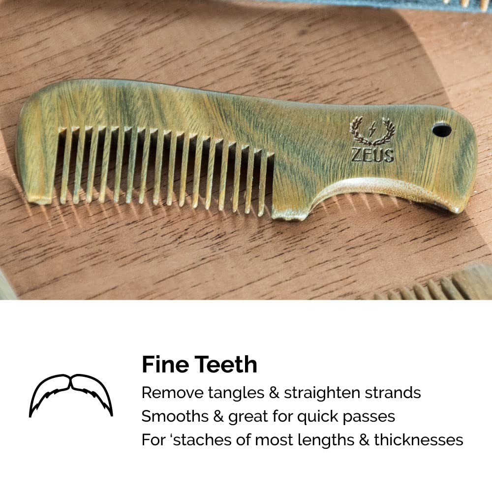 Sandalwood Mustache Comb, Handmade Pocket Size Wooden Grooming Comb Y1787
