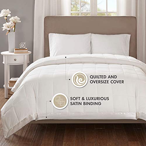 Oversized King Taupe Lightweight Down Alternative Blanket with Satin Trim X335