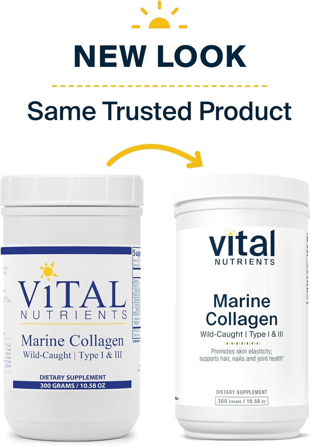 Marine Collagen Powder Unflavored, Type I & III, for Hair Skin Nails and Joints, 60 Capsules U552683