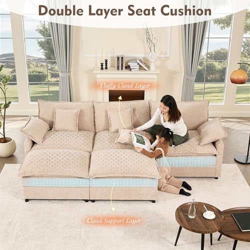 U Shaped Modular Sectional Sofa with Ottoman, Chenille, Black Z16537
