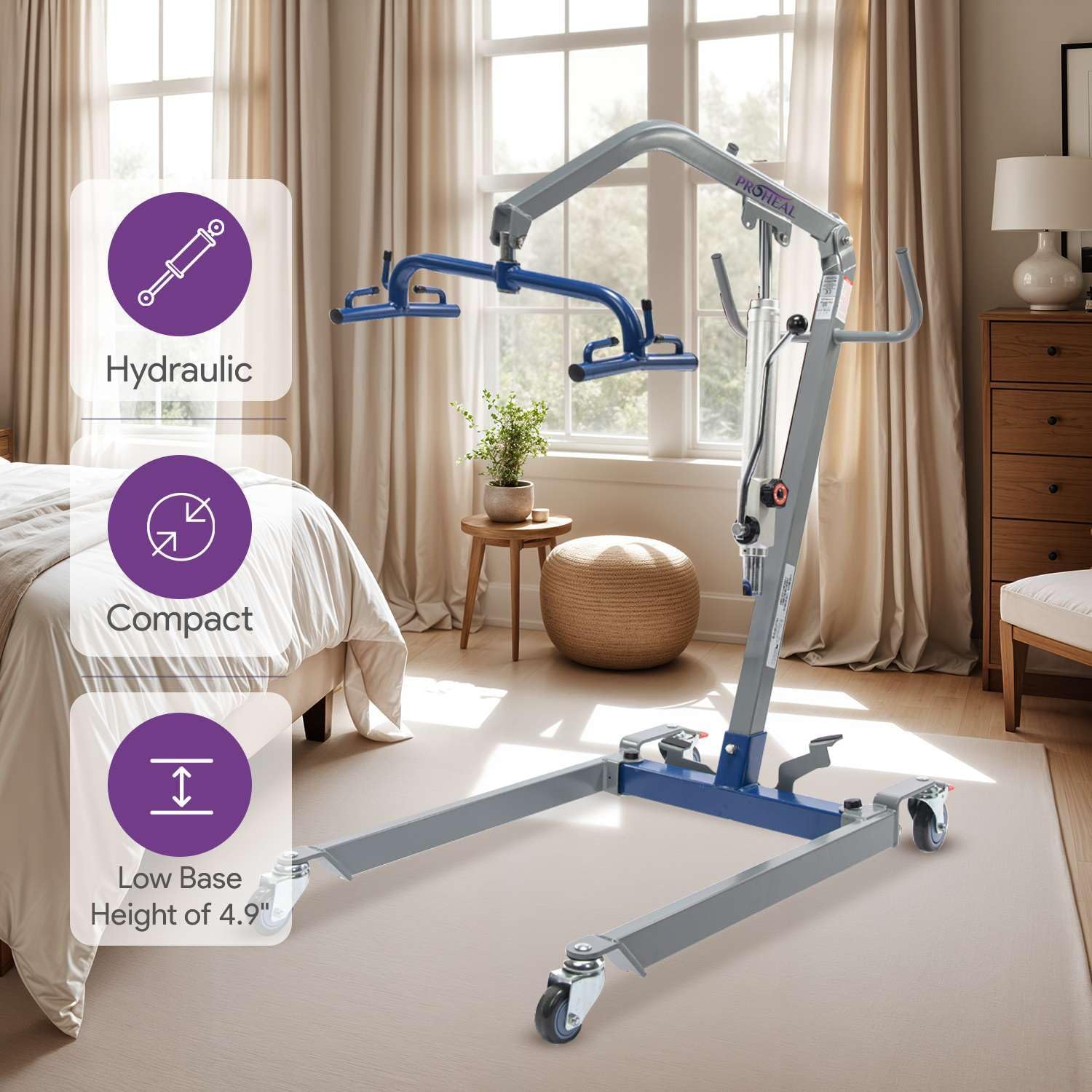 Hydraulic Patient Lift for Home Use, 400 lb Capacity, Manual Full Body Lifter Q4810