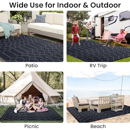 Waterproof Outdoor Rug 5x8 ft, Reversible Plastic Straw Patio Mat Z2613
