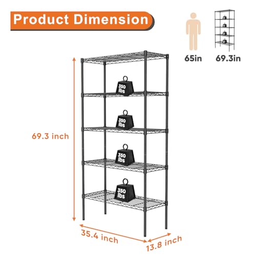 4-Shelf Storage Shelving Unit, Adjustable Metal Wire Racks, Heavy Duty Standing Shelf Organizer W583383